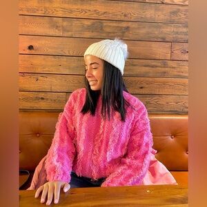 Pink Zara Lace Ruffle Sweater